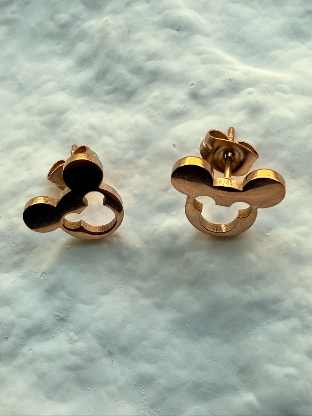 Kids Rose Gold Mouse-Shaped Stud Earrings Gold Plated Hypoallergenic